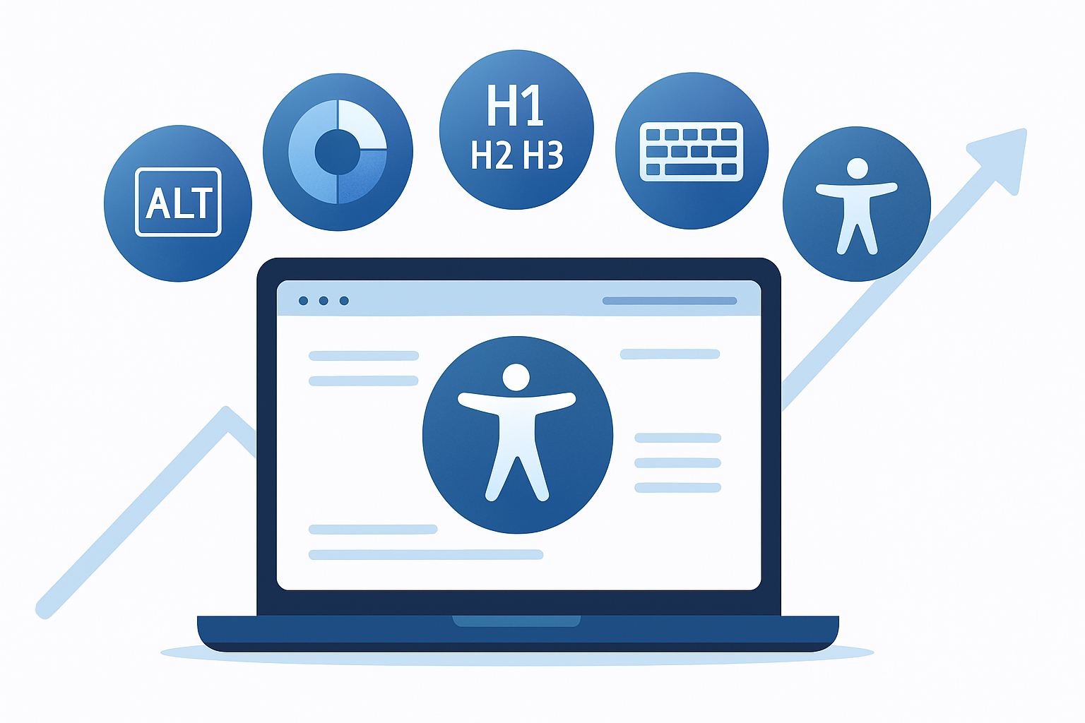 Clean minimalist illustration of a laptop displaying an acce Web Designer Factory